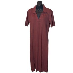 Pact organic women’s medium seaside linen blend polo midis dress new capsule